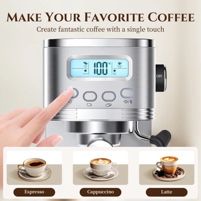Espresso Coffee Maker With Automatic Milk Frothing System, Temp Adjustable, Steam Wand & Cup Warmer, 20 Bar Espresso Machines For Latte, Cappuccino 5 Espresso Coffee Maker With Automatic Milk Frothing System, Temp Adjustable, Steam Wand & Cup Warmer, 20 Bar Espresso Machines For Latte, Cappuccino - Image 3