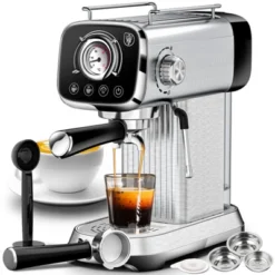 ELJGET Espresso Coffee Maker, 20 Bar Pump Cappuccino Latte Maker With ESE POD Filter & Milk Frother Steam Wand, Silver -Target KitchenAid GUEST 00dbbad4 6413 4221 b776 794033c8130a