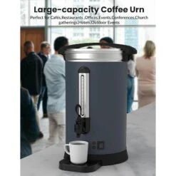 GustoWave Commercial Coffee Urn -3.2Gal Stainless Steel Electric Coffee Maker With Double Wall Insulation,Hot Beverage & Water Dispenser