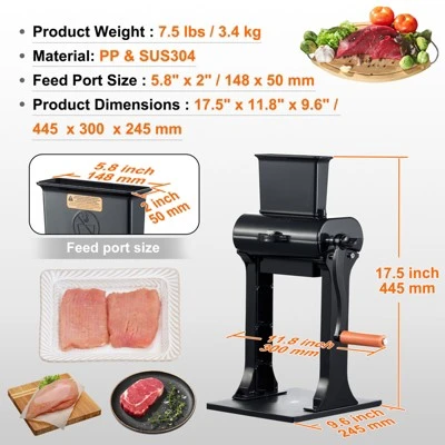 VEVOR Commercial Meat Tenderizer, Heavy Duty Stainless Steel Meat Tenderizer Machine, Quick And Easy Manual Operation Kitchen Tool, 5.8" Feed Port 9 VEVOR Commercial Meat Tenderizer, Heavy Duty Stainless Steel Meat Tenderizer Machine, Quick And Easy Manual Operation Kitchen Tool, 5.8" Feed Port - Image 7