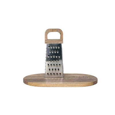Storied Home Steel Grater With Mango Wood Cheese Board 4 Storied Home Steel Grater With Mango Wood Cheese Board - Image 2