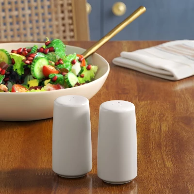 2pc Stoneware Salt And Pepper Shaker White - Threshold™: Hand Wash, 3.5" Height, 1.75" Width, Tableware Set 3 2pc Stoneware Salt And Pepper Shaker White - Threshold™: Hand Wash, 3.5" Height, 1.75" Width, Tableware Set