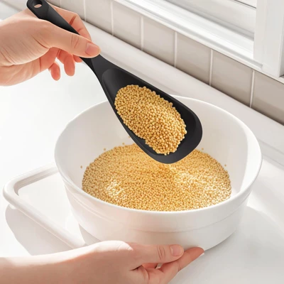 Itopfox Silicone Cooking Utensils Set - Heat Resistant, Nonstick Kitchen Tools With Spatulas, Spoons, Whisk, Tongs, Dishwasher Safe, Black 5 Itopfox Silicone Cooking Utensils Set - Heat Resistant, Nonstick Kitchen Tools With Spatulas, Spoons, Whisk, Tongs, Dishwasher Safe, Black - Image 3