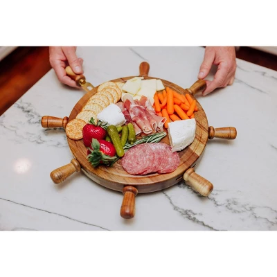 Toscana Helmsman Lazy Susan Cheese Board With Tool Set Acacia And Gold 6 Toscana Helmsman Lazy Susan Cheese Board With Tool Set Acacia And Gold - Image 4