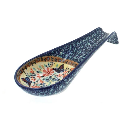 Blue Rose Polish Pottery P007 Manufaktura Large Spoon Rest 4 Blue Rose Polish Pottery P007 Manufaktura Large Spoon Rest - Image 2