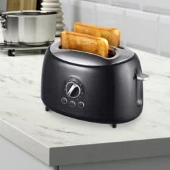 Brentwood Cool Touch 2-Slice Extra Wide Slot Retro Toaster In Black