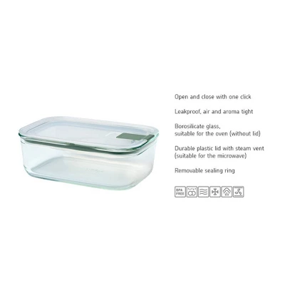MEPAL 51oz Easyclip Rectangular Glass Storage Box With Lid Nordic Sage 3 MEPAL 51oz Easyclip Rectangular Glass Storage Box With Lid Nordic Sage