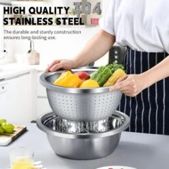 Colander 304 Stainless Steel 3-quart With Mixing Bowls, Dishwasher Safe. (2PC) -Target KitchenAid GUEST 0264f3ad 6048 423c 87df 4dd7ce0e2dfa