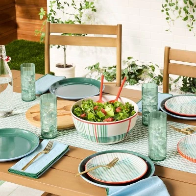 4pc Summer Plaid Melamine Serving Bowl And Utensil Set - Hearth & Hand™ With Magnolia 3 4pc Summer Plaid Melamine Serving Bowl And Utensil Set - Hearth & Hand™ With Magnolia