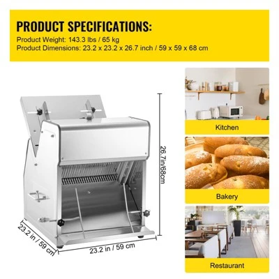 VEVOR Commercial Toast Bread Slicer, 12mm Thickness Electric Bread Cutting Machine, 31PCS Commercial Bakery Bread Slicer, Silver 9 VEVOR Commercial Toast Bread Slicer, 12mm Thickness Electric Bread Cutting Machine, 31PCS Commercial Bakery Bread Slicer, Silver - Image 7