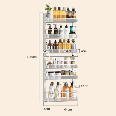 Adjustable Over The Door Organizer, 6-Tier Metal Hanging Door Organizer, Metal Spice Rack Shelves Door Wall Mounted 6 Adjustable Over The Door Organizer, 6-Tier Metal Hanging Door Organizer, Metal Spice Rack Shelves Door Wall Mounted - Image 4