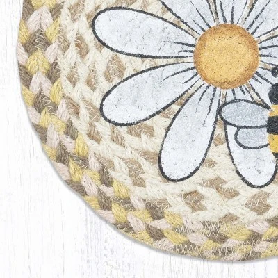 Earth Rugs Floral Bee Kitchen Mat – 10" Round Natural Fiber Hot Pad 3 Earth Rugs Floral Bee Kitchen Mat – 10" Round Natural Fiber Hot Pad