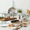 Rachael Ray Create Delicious 10pc Stainless Steel Cookware Set Light Blue Handles: Induction Safe, Dishwasher Safe -Target KitchenAid GUEST 03615bf6 1e6e 4d13 9c40 1058837c4a3d