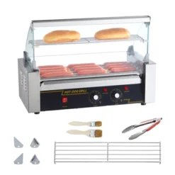 VEVOR Hot Dog Roller 5 Rollers 12 Hot Dogs Capacity, 750W Stainless Sausage Grill Cooker Machine With Dual Temp Control Glass Hood Acrylic Cover -Target KitchenAid GUEST 039899f7 9c26 4d84 8a37 8ac55ccba2c4