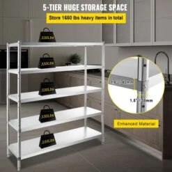VEVOR Storage Shelf, 5-Tier Storage Shelving Unit, Stainless Steel Garage Shelf, 70.9 X 17.7 X 70.9 Inch Heavy Duty Storage Shelving, Silver 12 VEVOR Storage Shelf, 5-Tier Storage Shelving Unit, Stainless Steel Garage Shelf, 70.9 X 17.7 X 70.9 Inch Heavy Duty Storage Shelving, Silver -Target KitchenAid GUEST 03a766c5 dbff 40b3 85e1 9142ed98bf26