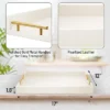 Attop 17x12in Ottoman Tray With Gold Handles Leather Decorative Wooden Serving Tray For Bathroom Vanity All Occasions White