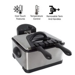 Deep Fryer - 4-Liter Electric Oil Fryer - 1 Large Basket And 2 Small For Dual Use - Stainless-Steel Cooker With Cool Touch Features By Classic Cuisine -Target KitchenAid GUEST 04472756 1a82 4b8f 834e b8839dcdedb7