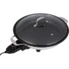 Electric Skillet By Cucina Pro - 18/10 Stainless Steel, Frying Pan With Non Stick Interior, With Glass Lid, 12" Round, Temperature Control Probe For
