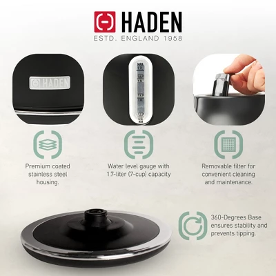 Haden Heritage 4 Slice Wide Slot Stainless Steel Toaster Bundled With 1.7 Liter Stainless Steel Electric Water Kettle, Black & Chrome 5 Haden Heritage 4 Slice Wide Slot Stainless Steel Toaster Bundled With 1.7 Liter Stainless Steel Electric Water Kettle, Black & Chrome - Image 3