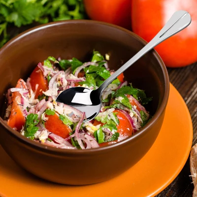 Unique Bargains Stainless Steel Kitchenware Cooking Soup Salt Sugar Dining Spoons 5.1" 10 Pcs 3 Unique Bargains Stainless Steel Kitchenware Cooking Soup Salt Sugar Dining Spoons 5.1" 10 Pcs