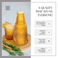 Elle Decor Bedside Water Carafe With Tumbler Set, Vintage Design Pitcher And Matching Drinking Glass Doubles As Lid, 33-Ounce -Target KitchenAid GUEST 06263aac ebce 4fad ba75 a53108bb8f38