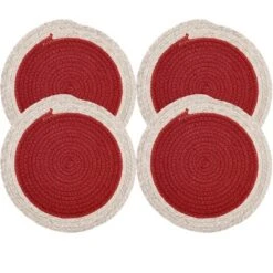 Home Mart Goods Red Extra Thick Woven Trivet Round Placemats Natural Cotton Hot Potholder Mat Heat Resistant - 9"x9"(Pack Of 4) -Target KitchenAid GUEST 065e86b0 1555 4ab1 b414 7a57acba761e