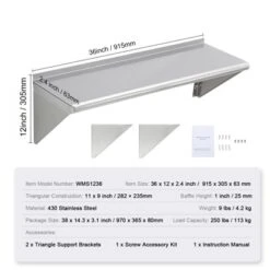 VEVOR 12" X 36" Stainless Steel Shelf, Wall Mounted Floating Shelving With Brackets, 250 Lbs Load Capacity Commercial Shelves -Target KitchenAid GUEST 0683dda3 031c 446e 92cd 7d66a792c8a5