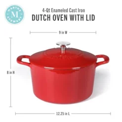 Martha Stewart Gatwick 4 Quart Enamel Cast Iron Dutch Oven - Red
