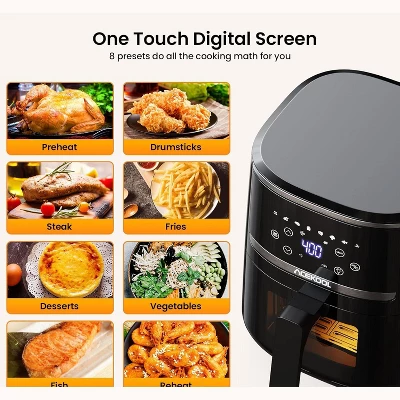 5 Quart Air Fryer 5 Quart, Digital Display, 8 Cooking Presets, Oilless Cooker For Quick Meal, UP To 400℉, Nonstick Silicone Liner, Timer 4 5 Quart Air Fryer 5 Quart, Digital Display, 8 Cooking Presets, Oilless Cooker For Quick Meal, UP To 400℉, Nonstick Silicone Liner, Timer - Image 2