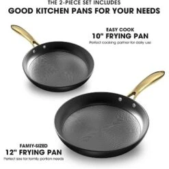 Imarku Professional Cooking Utensils , Nonstick Cast Iron Skillets 2pcs, 10 Inch, 12 Inch Pizza Pans , Steak Pan, Dishwasher Safe, Free POFA