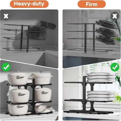 FURNIinspire Pots And Pans Organizer Stainless Steel Pots Organizer Rack For Cookware, Pots Rack For Kitchen Storage, Black, 9.75"*17.55"*2.34" 6 FURNIinspire Pots And Pans Organizer Stainless Steel Pots Organizer Rack For Cookware, Pots Rack For Kitchen Storage, Black, 9.75"*17.55"*2.34" - Image 4