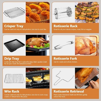 WHALL 12QT Touchscreen Air Fryer Oven With 12 Pre-set Cooking Menus, Clear Viewing Window, Up To 95% Less Oil For Healthier, Convenient Meals 3 WHALL 12QT Touchscreen Air Fryer Oven With 12 Pre-set Cooking Menus, Clear Viewing Window, Up To 95% Less Oil For Healthier, Convenient Meals