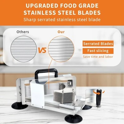 1/4"+3/8"+3/16" Stainless Steel Tomato Slicer | Heavy-Duty Commercial Manual Cutter With Non-Slip Feet | Ideal For Tomatoes 5 1/4"+3/8"+3/16" Stainless Steel Tomato Slicer | Heavy-Duty Commercial Manual Cutter With Non-Slip Feet | Ideal For Tomatoes - Image 3