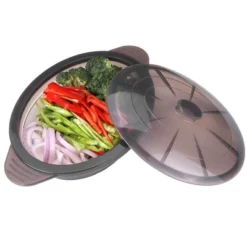 Itopfox Microwave Steamer Cooker Collapsible Bowl With Handle Lid For Vegetables Fish Meal Prep Food Silicone Steamer Cookware Dishwasher Safe, Black -Target KitchenAid GUEST 0766bcd2 39c8 4890 847f e5553de51e3a