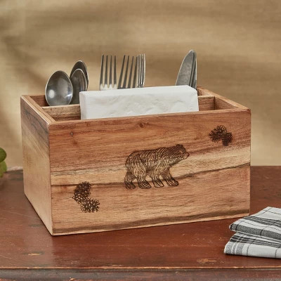 Park Designs Rustic Pinecone Wood Utensil Caddy 3 Park Designs Rustic Pinecone Wood Utensil Caddy