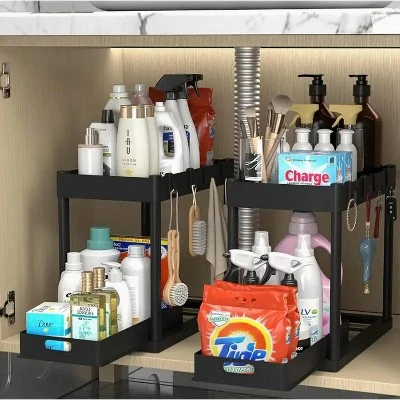 KTMBDW 2-Tier Multi-Purpose Bathroom Under Sink Organizers And Storage, Stackable Kitchen Pantry Organization, Pull Out Cabinet Organizer 4 KTMBDW 2-Tier Multi-Purpose Bathroom Under Sink Organizers And Storage, Stackable Kitchen Pantry Organization, Pull Out Cabinet Organizer - Image 2