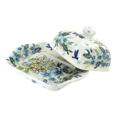 Blue Rose Polish Pottery 67 Vena Butter Dish 3 Blue Rose Polish Pottery 67 Vena Butter Dish