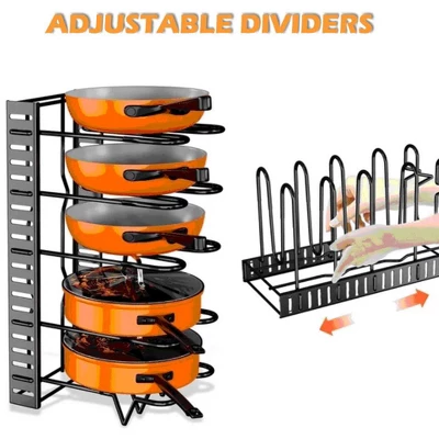 DOMETOUR Pot Organizer Rack 8 Tiers Pots And Pans Organizer, Pot Lid Organizer For Kitchen Cabinet Cookware Organizers And Storage, Upgraded 4 DOMETOUR Pot Organizer Rack 8 Tiers Pots And Pans Organizer, Pot Lid Organizer For Kitchen Cabinet Cookware Organizers And Storage, Upgraded - Image 2