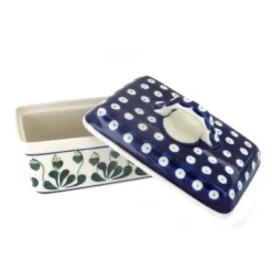 Blue Rose Polish Pottery 10 Ceramika Butter Tub