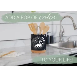 Elanze Designs 8 Inch Floral Swan Large Ceramic Kitchen Utensil Holder Black And White Crock With Cork Base -Target KitchenAid GUEST 08585fed d6f2 4f1d 8bc4 eeee8204751f