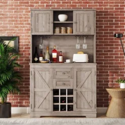 73.8" Tall Kitchen Pantry Storage Cabinet, Coffee Bar Wine Cabinet With Wine Glass Rack, Freestanding Kitchen Hutch Cabinet For Dining Room -Target KitchenAid GUEST 0878df64 b716 4628 94f1 0d638a230b23