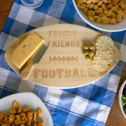 Pavilion Gift Company - Family Friends Football - Bamboo Serving Board Set - Serving Sets