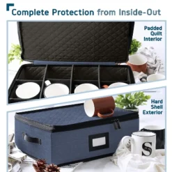 StorageBud Fine China Storage Containers, Durable Dinnerware Storage Set, Hard Shell Quilted Dish Storage Boxes With Felt Dividers -Target KitchenAid GUEST 09455004 cdf7 4b4e 8554 afe2d5805058