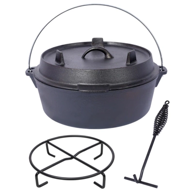 DSVIMOY Outdoor Dutch Ovens, 6 Quart Grill Cookware With Skillet Lid And Pot Rack For Camping Fireplace Cooking, Black, 13.7"*13.7"*6.5" 7 DSVIMOY Outdoor Dutch Ovens, 6 Quart Grill Cookware With Skillet Lid And Pot Rack For Camping Fireplace Cooking, Black, 13.7"*13.7"*6.5" - Image 5
