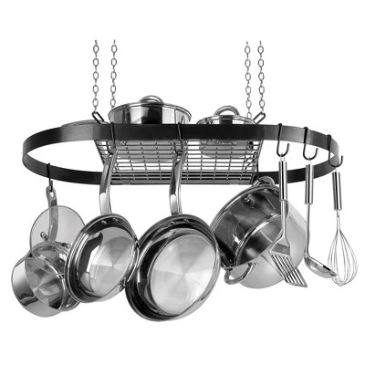 Range Kleen Black Enameled Steel Oval Hanging Pot Rack: Ceiling Kitchen Organizer, Pot Hanger, 1 Year Warranty 5 Range Kleen Black Enameled Steel Oval Hanging Pot Rack: Ceiling Kitchen Organizer, Pot Hanger, 1 Year Warranty - Image 3