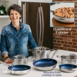 Blue Jean Chef 9-Piece Stainless Steel Cookware Set, Hammered Finish -Target KitchenAid GUEST 09f53094 4537 408b a91d 83093fa24fac