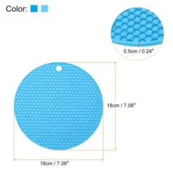 Unique Bargains Heat Resistant Non-slip Flexible Durable Trivet Mat Light Blue, Blue 2 Pcs