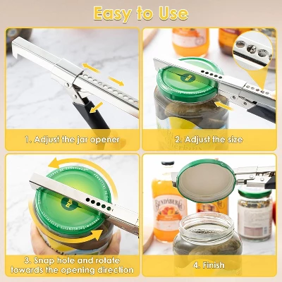 Dreyoo 2 Pack Adjustable Jar Can Opener, Multifunctional Stainless Steel Can Opener With Jar Grippe 7 Dreyoo 2 Pack Adjustable Jar Can Opener, Multifunctional Stainless Steel Can Opener With Jar Grippe - Image 5