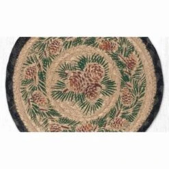 Earth Rugs Pinecone Round Trivet – Rustic Cabin Kitchen Hot Pad 10"x10"