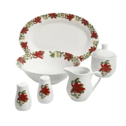 Gibson Home Perfect For Holidays Poinsettia 7 Piece Porcelain Serving Set In Red -Target KitchenAid GUEST 0a238f69 7925 4f93 a6ce 304850f2d6de